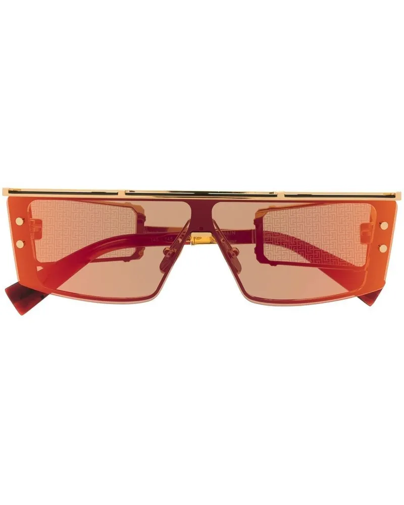 Balmain Sonnenbrille mit eckigem Gestell - Gold Gold