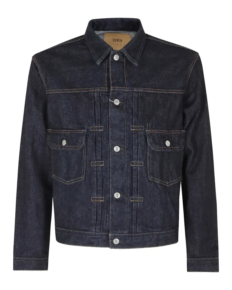 Edwin Jeans pleated-detail denim jacket - Blau Blau