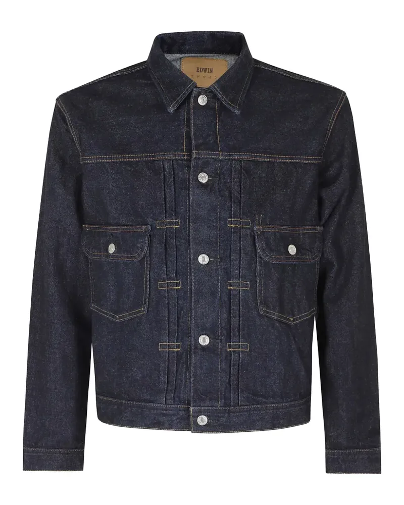 Edwin Jeans Jeansjacke mit Faltendetail - Blau Blau