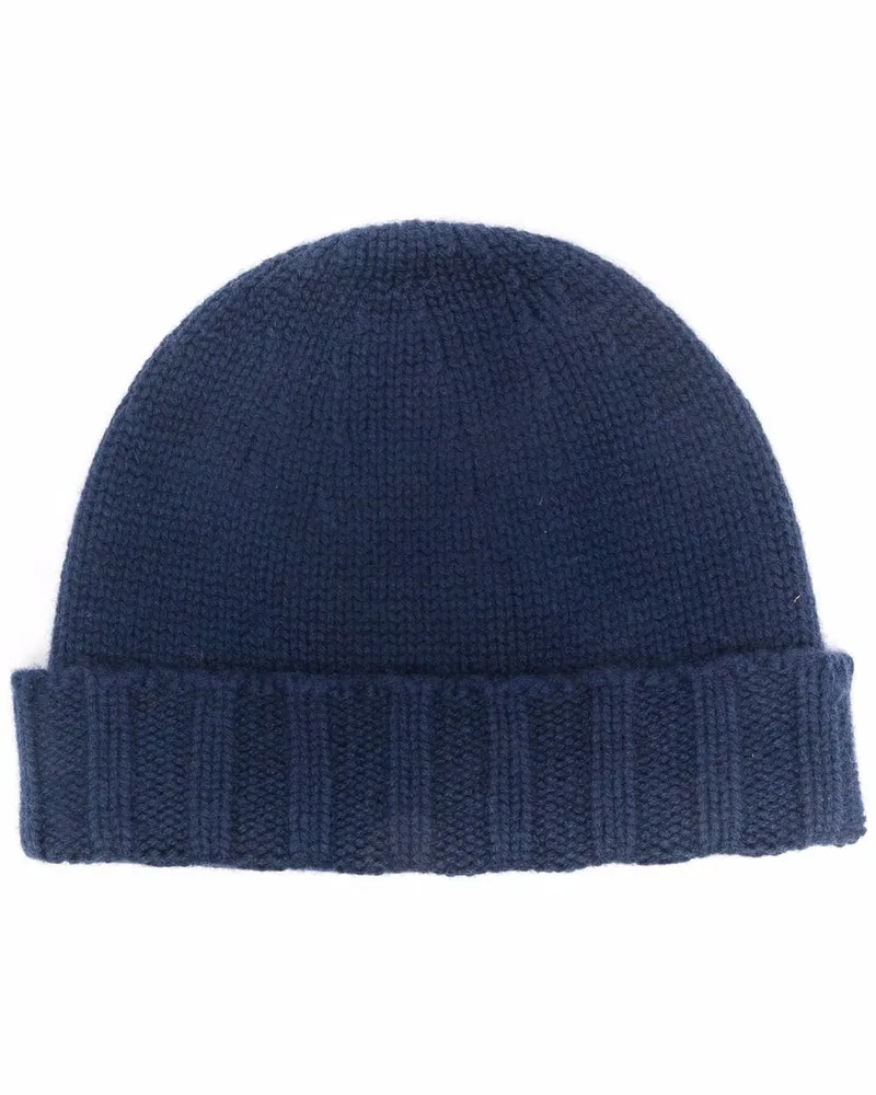 Drumohr  Gestrickte Kaschmirmütze - Blau Blau