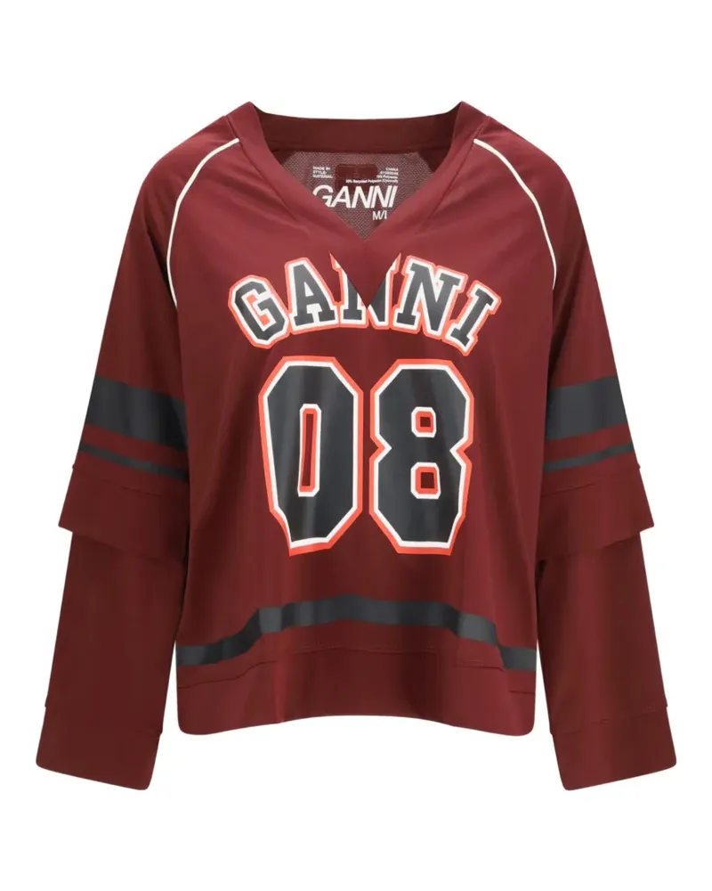 Ganni Cycora T-Shirt im Layering-Look - Rot Rot