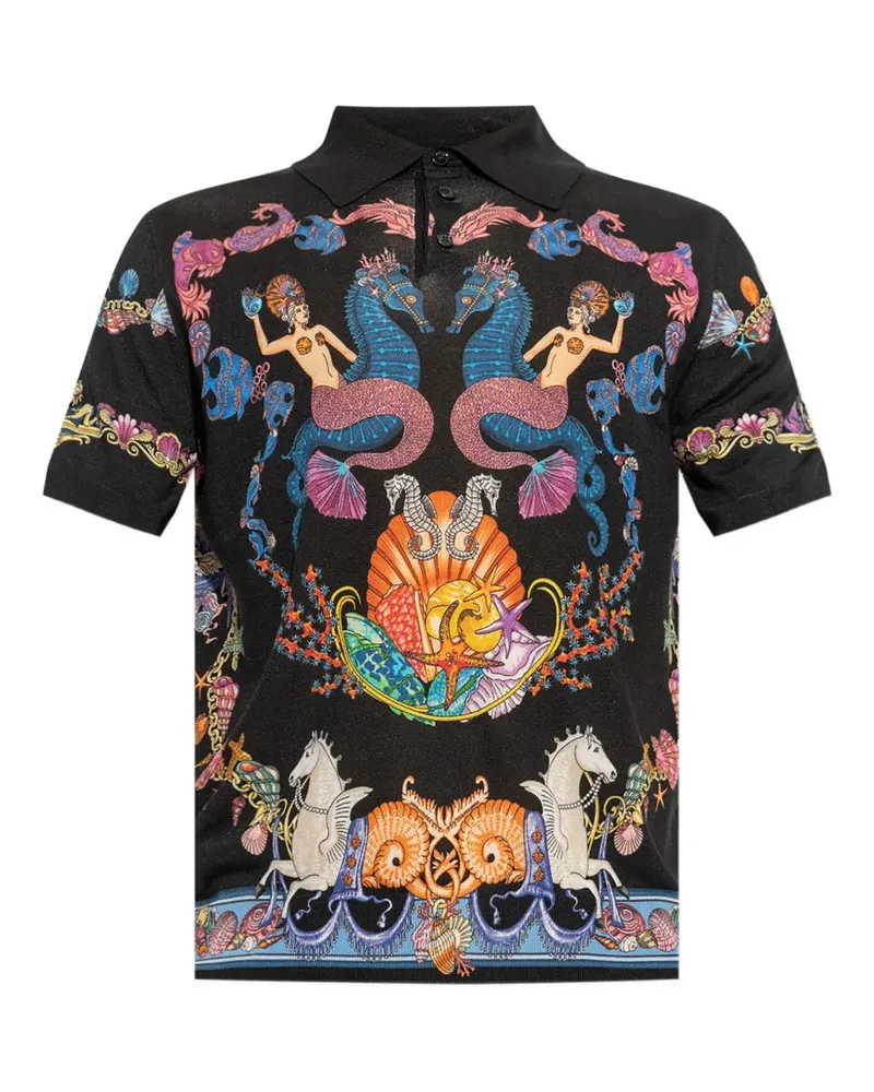 Versace Gestricktes Coral Theater Poloshirt - Schwarz Schwarz