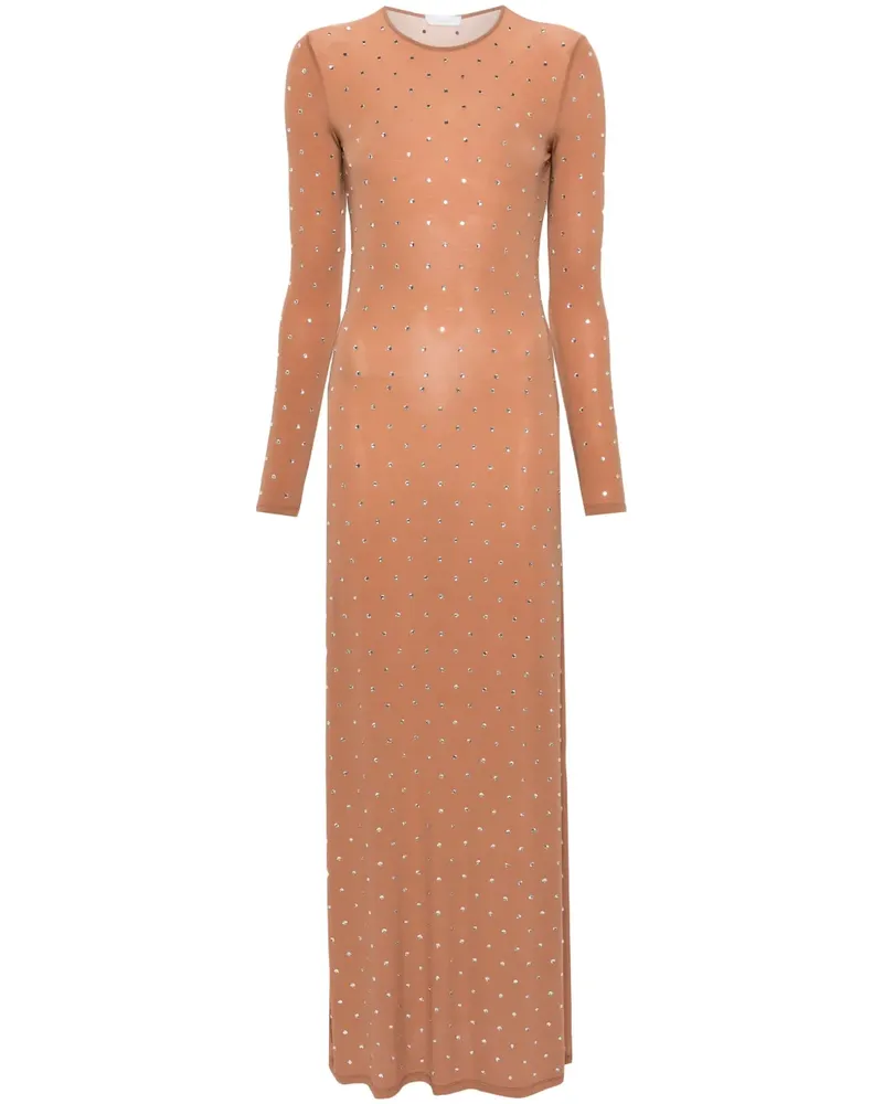 Paco Rabanne Maxikleid mit Kristallverzierung - Braun Braun