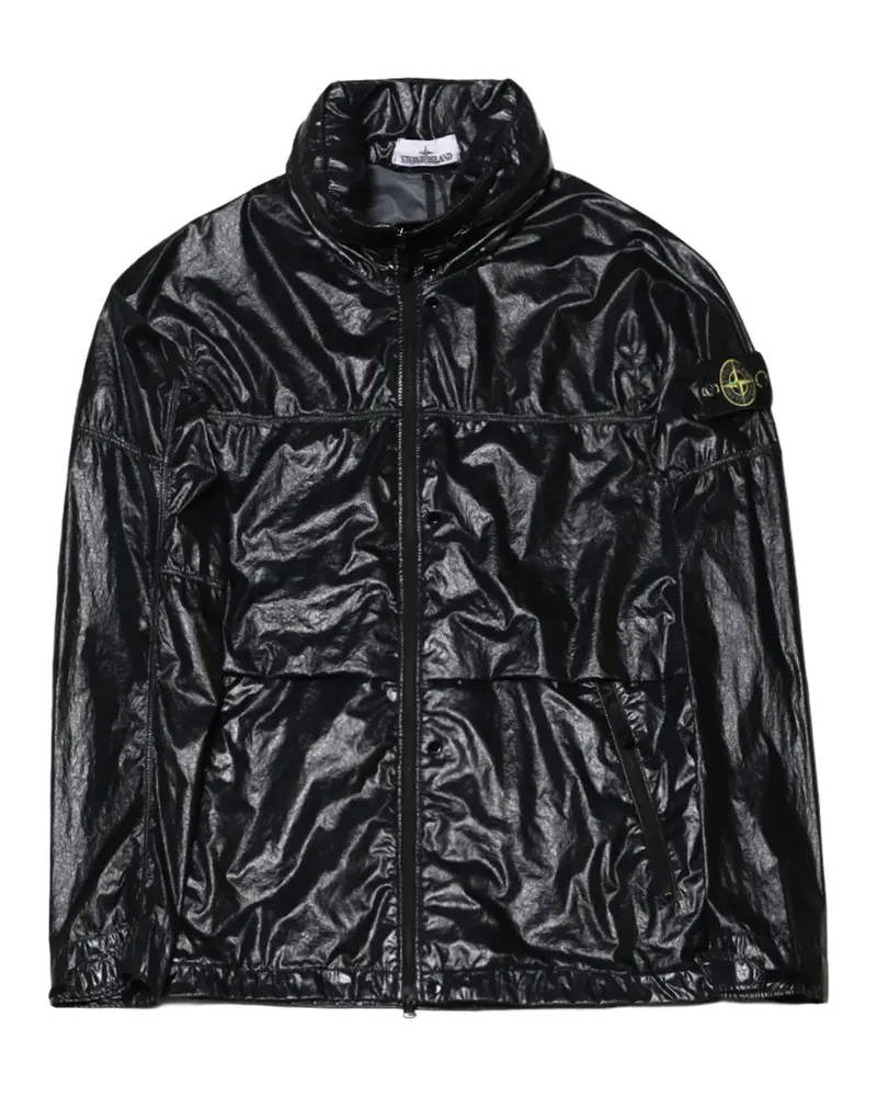 Stone Island Jacke in Knitteroptik mit Logo-Patch - Schwarz Schwarz