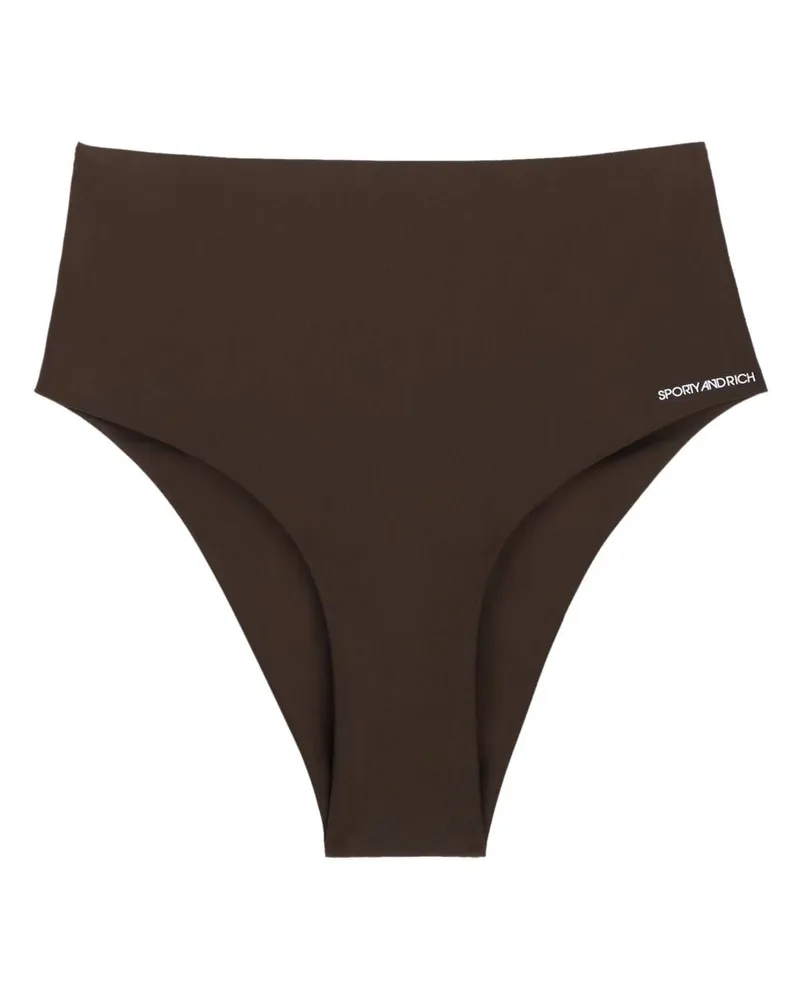 SPORTY & RICH Jane Bikinihöschen mit Logo-Print - Braun Braun