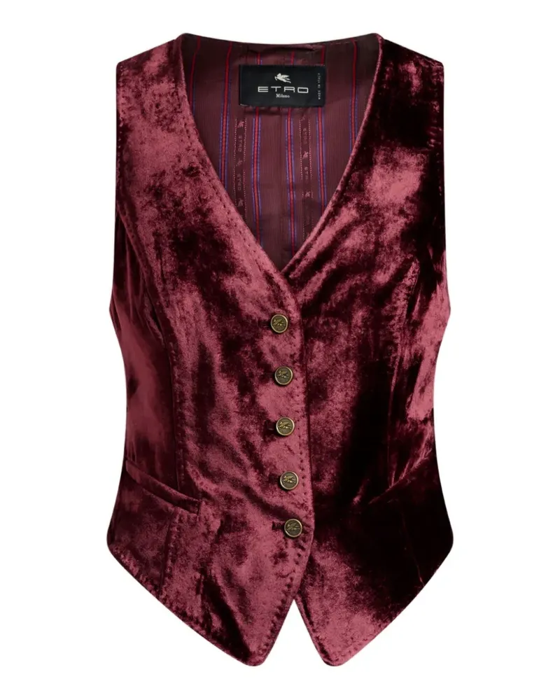 Etro single-breasted velvet waistcoat with Pegaso buttons - Rot Rot