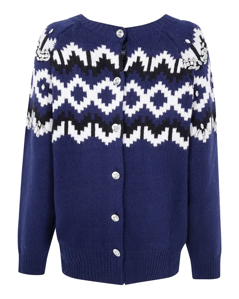 Blumarine Fairisle-Cardigan mit Kristallen - Blau Blau