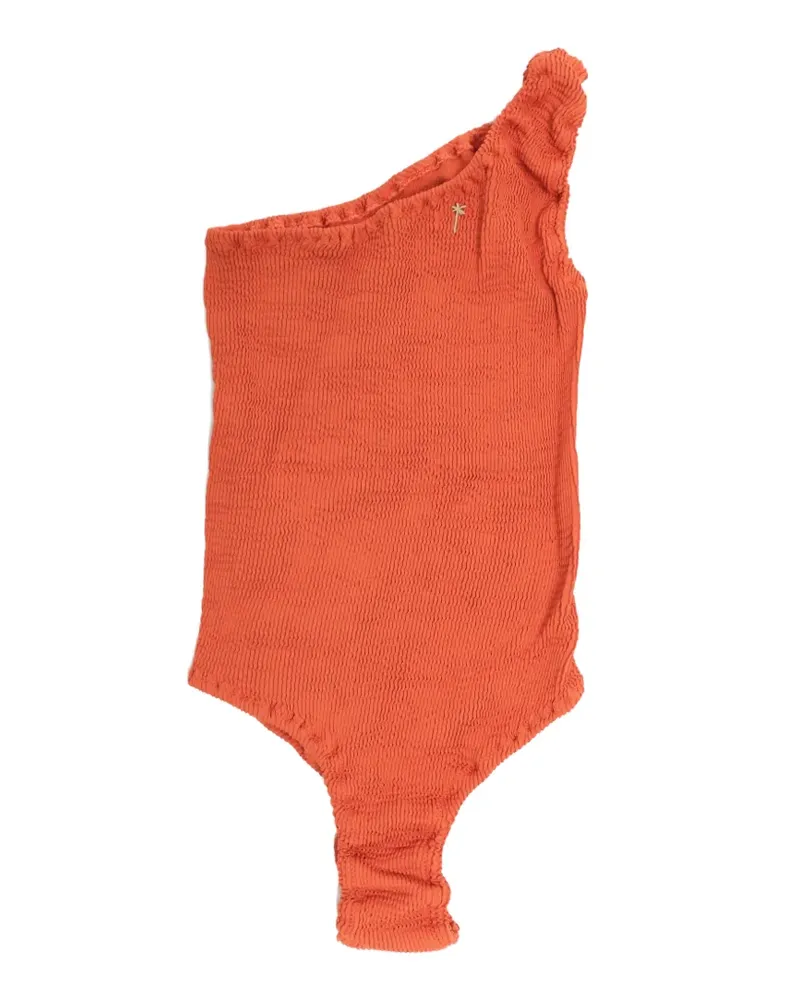 Manebí One-Shoulder-Badeanzug aus Seersucker - Orange Orange