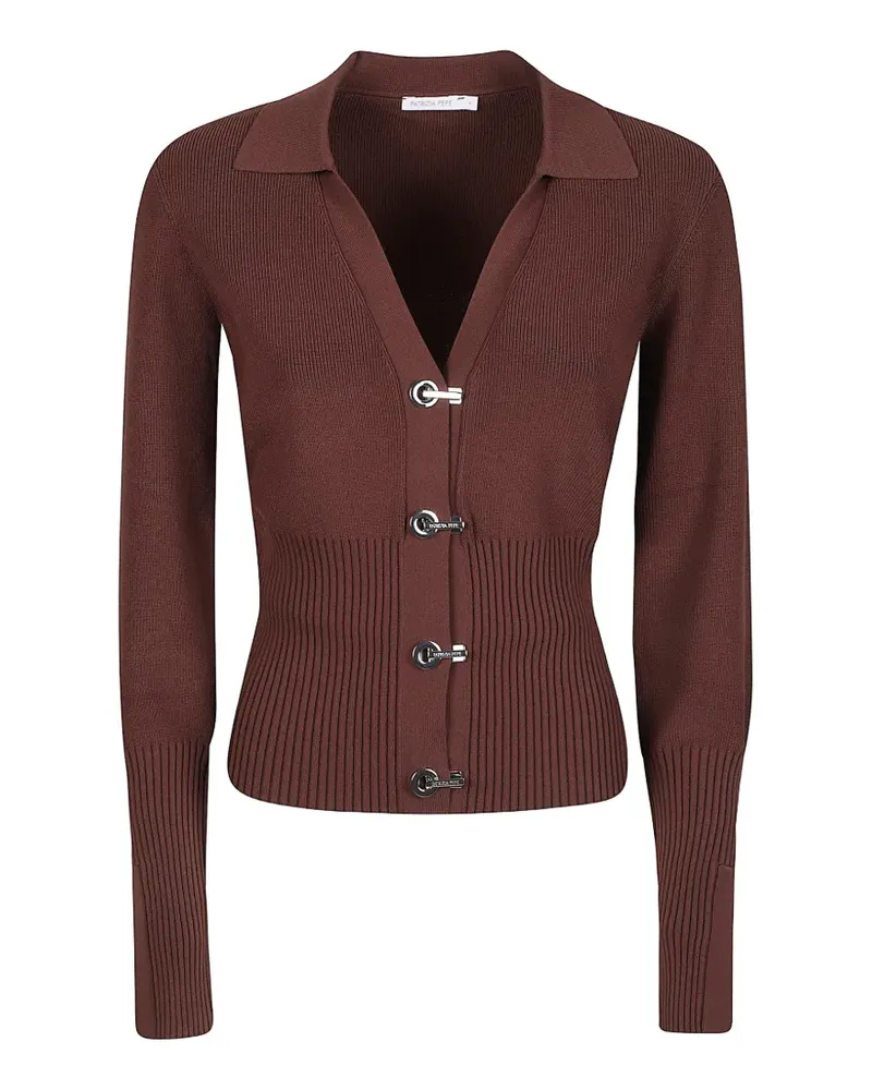 Patrizia Pepe hook-fastening ribbed-knit cardigan - Braun Braun