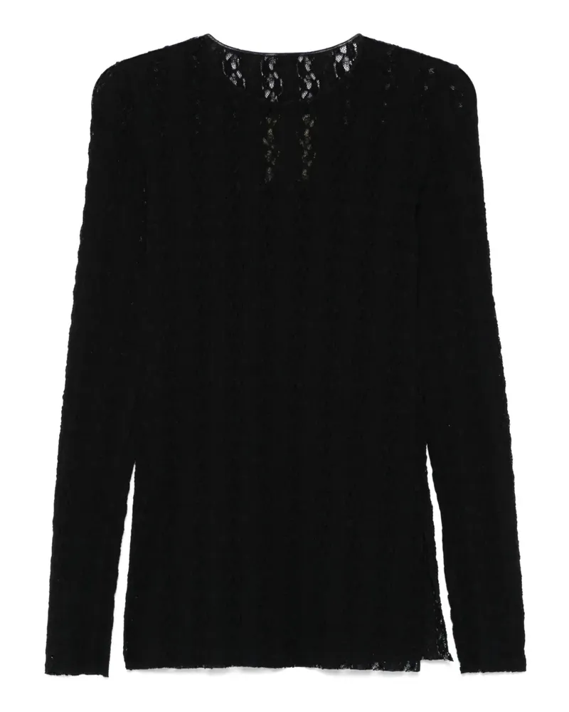 Uma Wang Semi-transparentes Oberteil - Schwarz Schwarz
