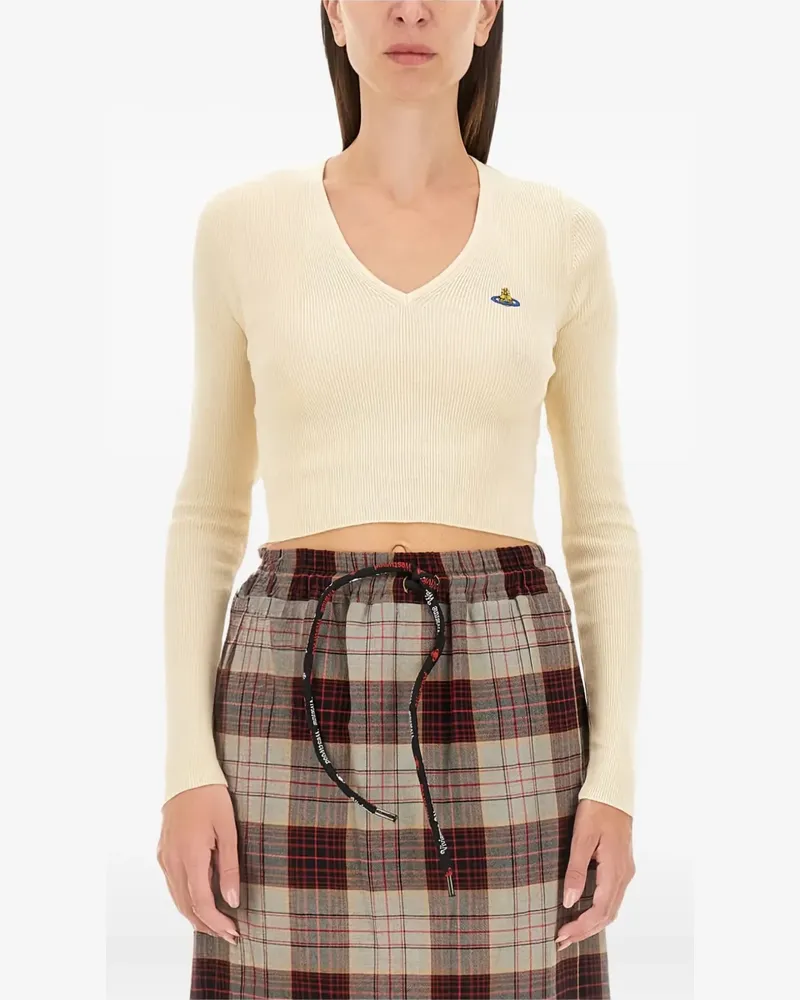 Vivienne Westwood V-neck logo-embroidery sweater - Weiß Weiß