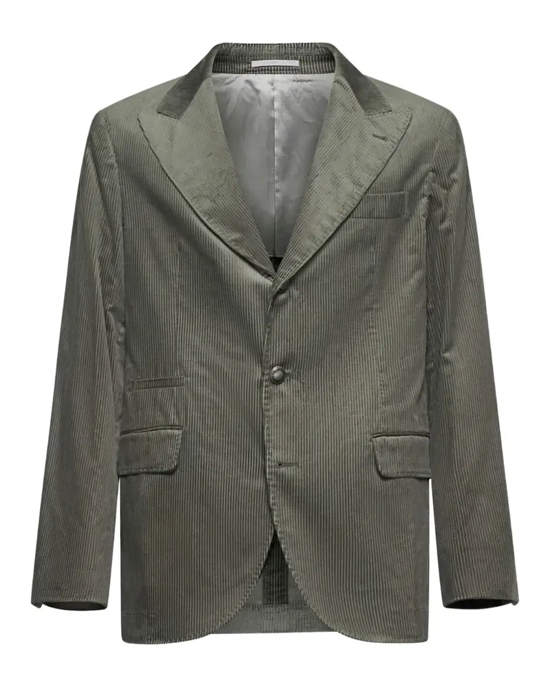 Brunello Cucinelli pinstripe deconstructed blazer - Grün Grün