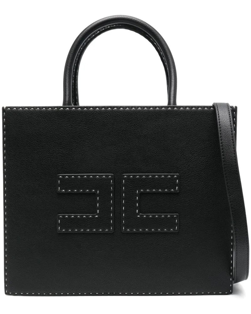 Elisabetta Franchi Mittelgroße Tote Bag mit Kontrastnähten - Schwarz Schwarz
