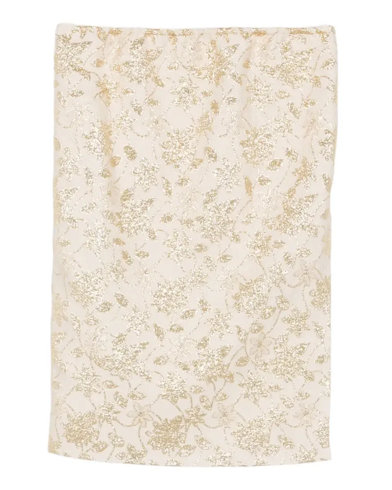 Saint Laurent Brokat-Rock mit Blumenmuster - Nude Nude
