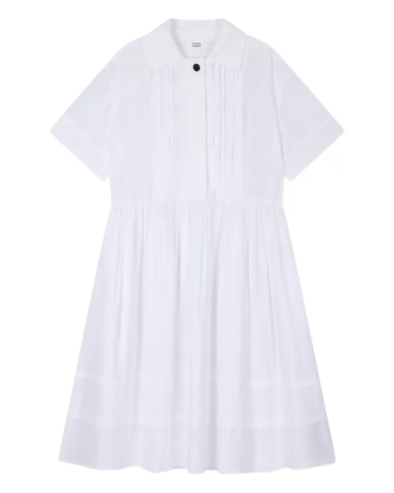 STUDIO TOMBOY pleated collared shirt mini dress - Weiß Weiß