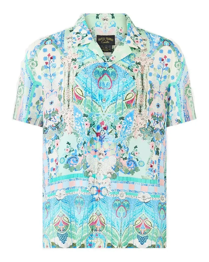 Camilla Kurzärmeliges Camp Hemd - Blau Blau