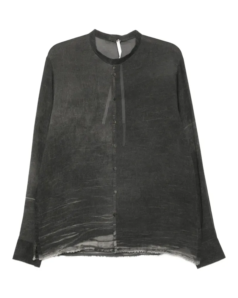 Label Under Construction distressed-effect band-collar shirt - Grau Grau
