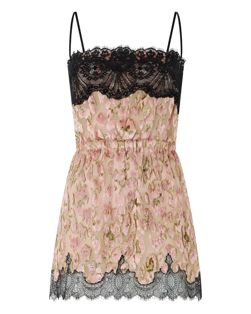 Roberto Cavalli Minikleid mit Spitzenbesatz - Rosa Rosa