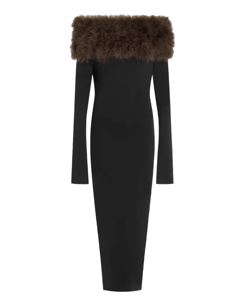 16ARLINGTON Canter Midikleid mit Federbesatz - Schwarz Schwarz