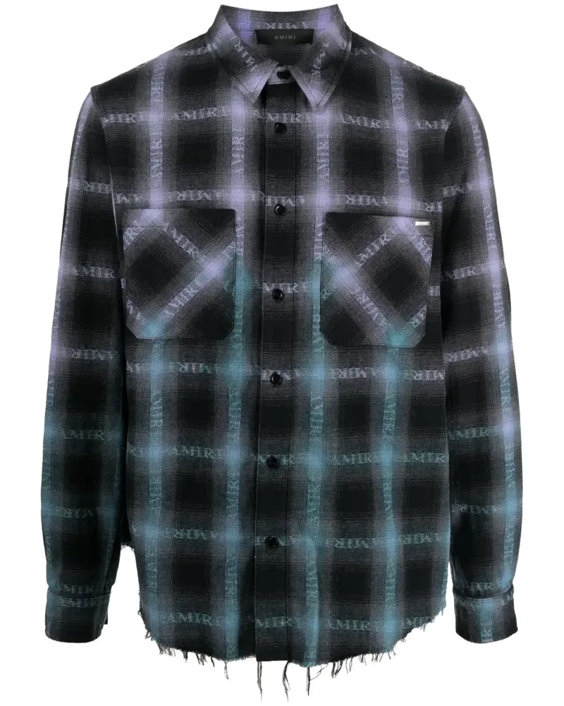 Amiri Kariertes Hemd mit Logo-Print - Violett Violett