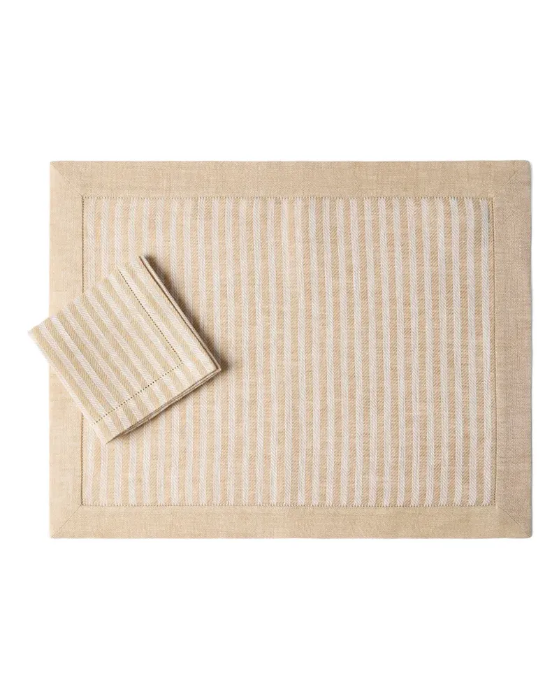 Brunello Cucinelli Gestreiftes Tisch- und Servietten-Set - Nude Nude