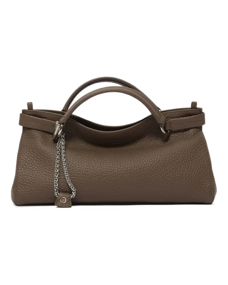 Orciani small Virgo Soft grained leather tote bag - Braun Braun