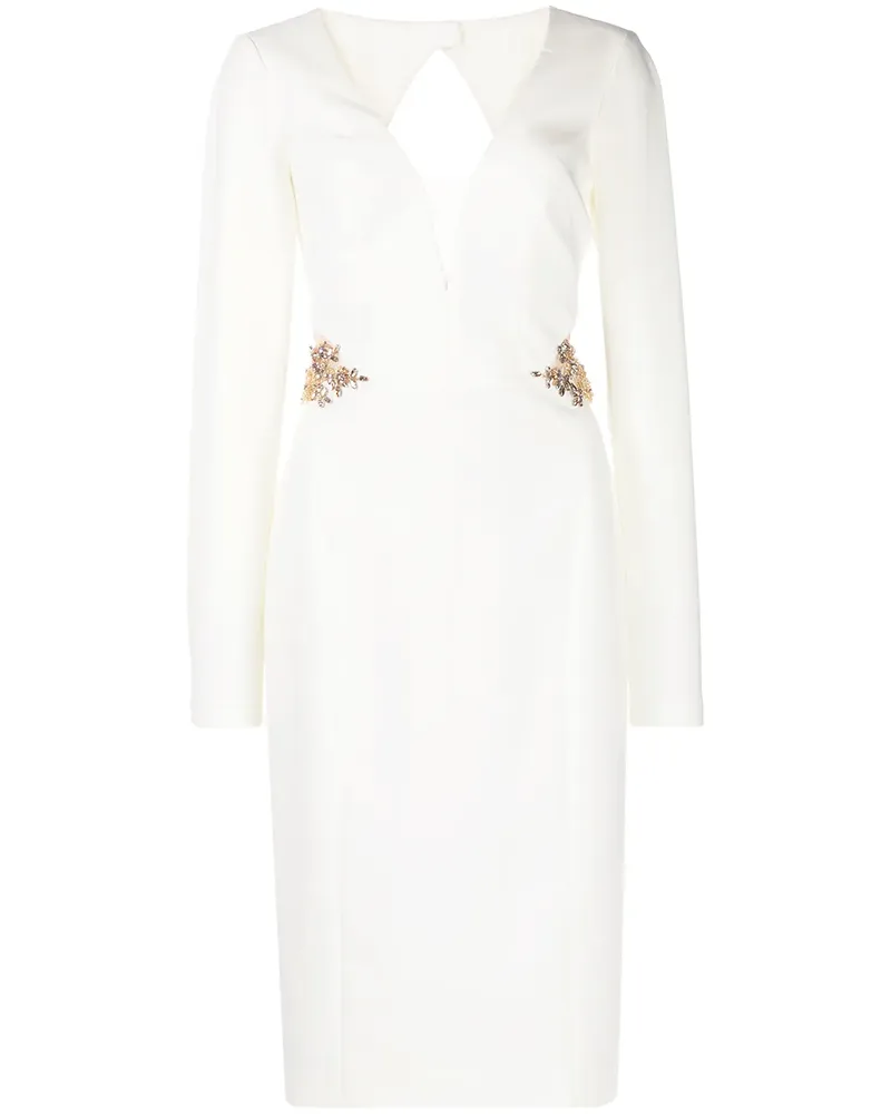 Marchesa Schmales Kleid mit Cut-Outs - Weiß Weiß
