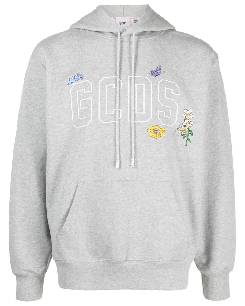 GCDS Hoodie mit Logo-Stickerei Grau