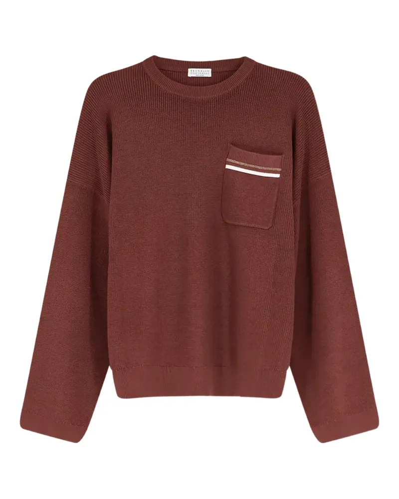 Brunello Cucinelli patch pocket ribbed knit sweater - Braun Braun