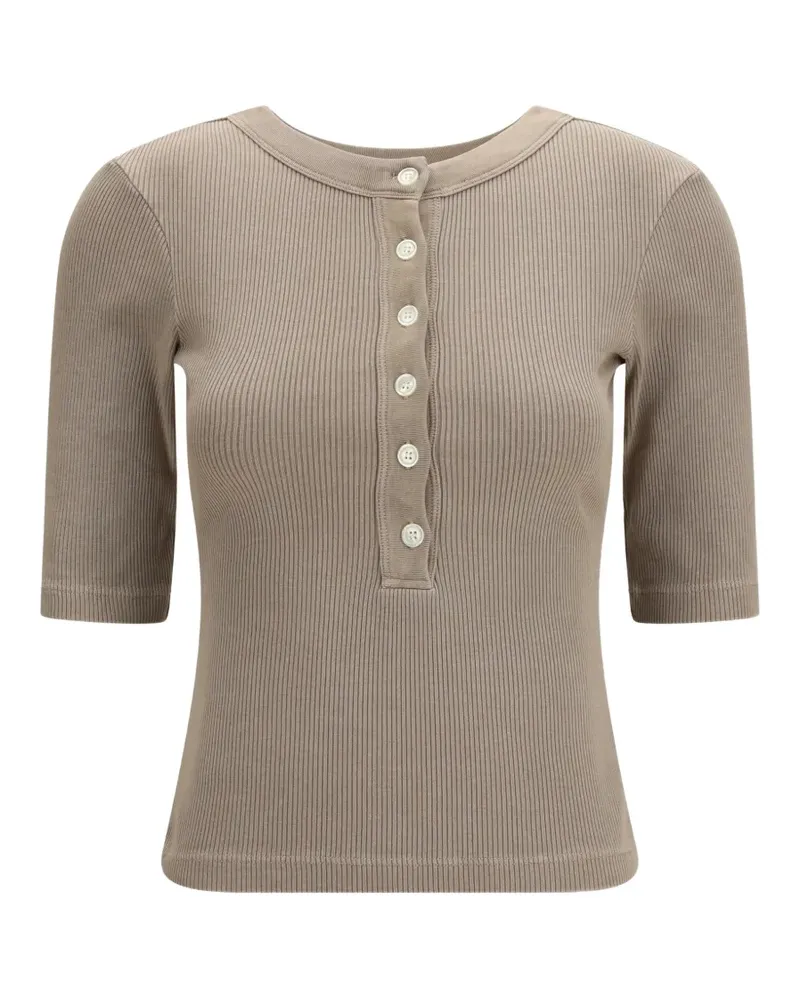 Citizens of humanity Nali ribbed-knit Henley T-shirt - Braun Braun