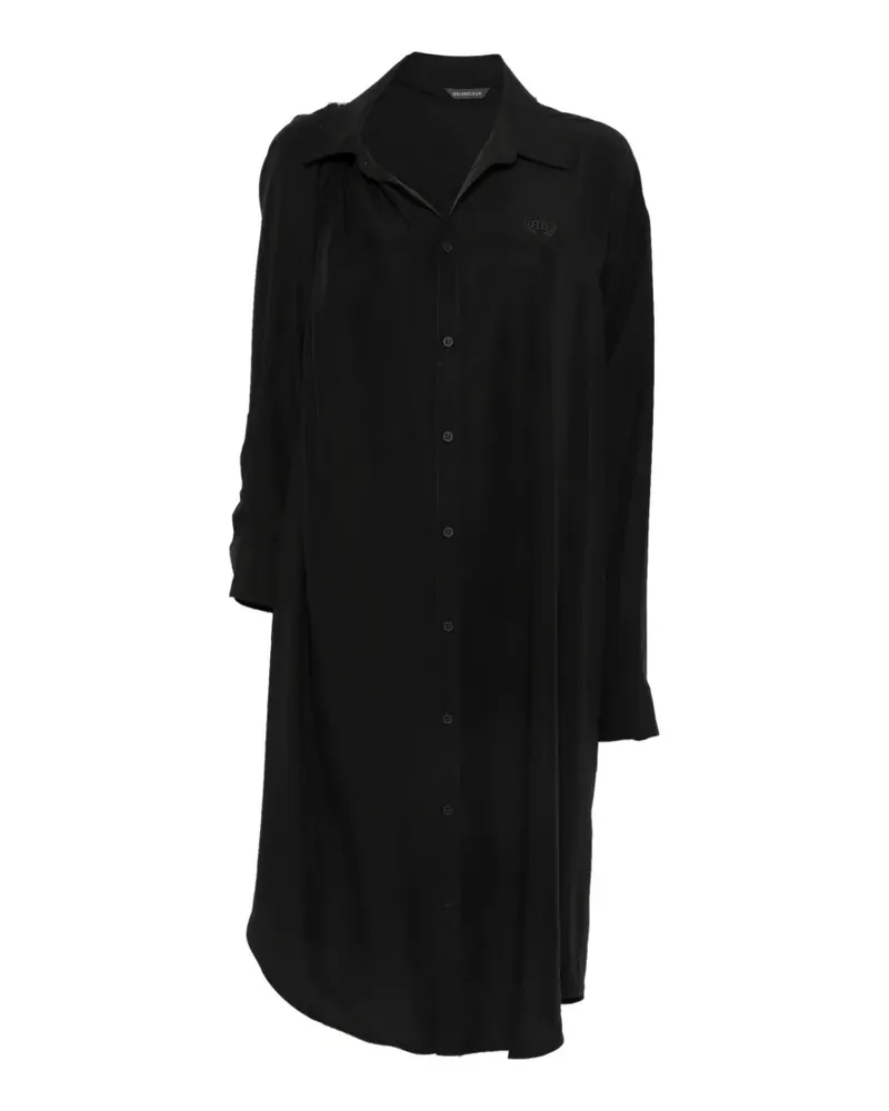 Balenciaga logo-embroidered button-up dress - Schwarz Schwarz