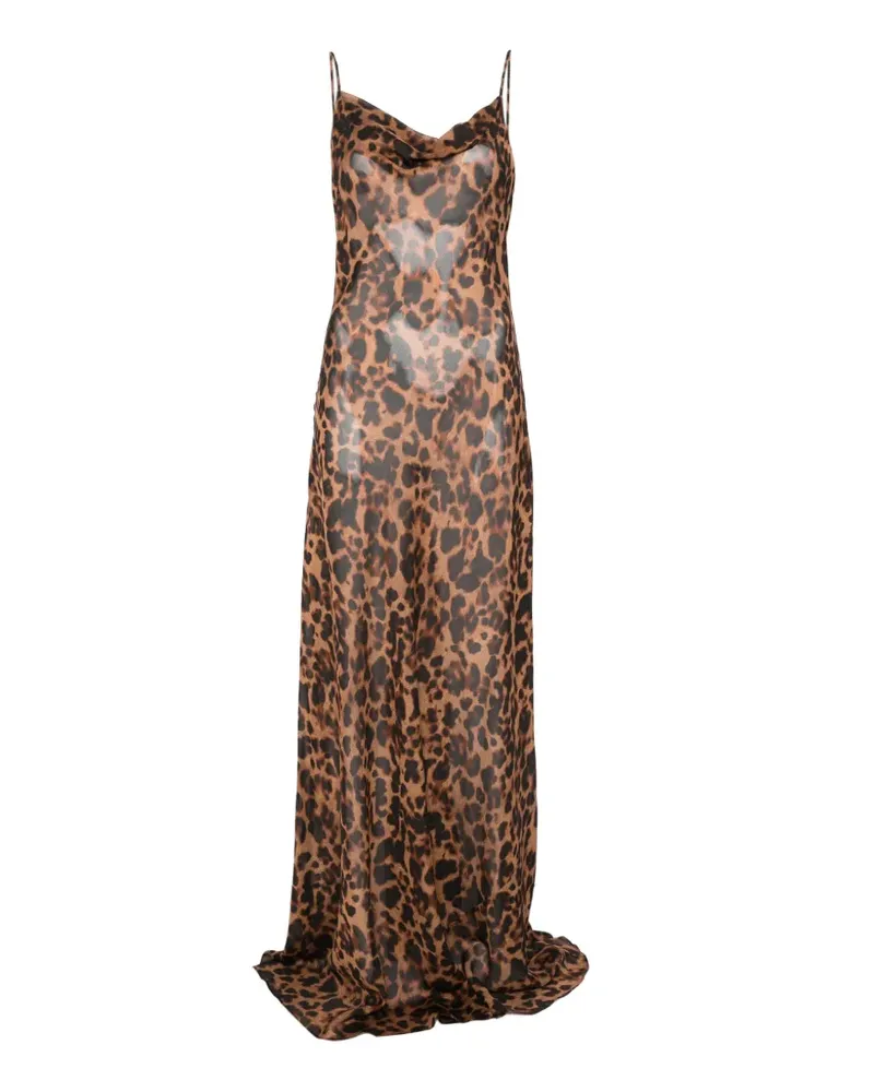 L'Agence Christine cowl-neck leopard-print maxi dress - Braun Braun