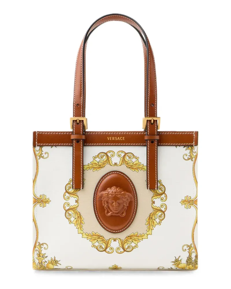 Versace Mini Tote Bag aus Canvas mit Rivière-Print - Weiß Weiß
