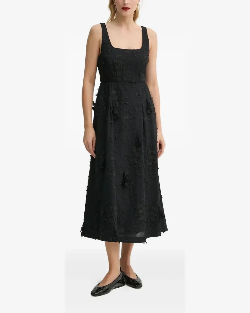 MUNTHE Kleid mit Blumenstickerei - Schwarz Schwarz