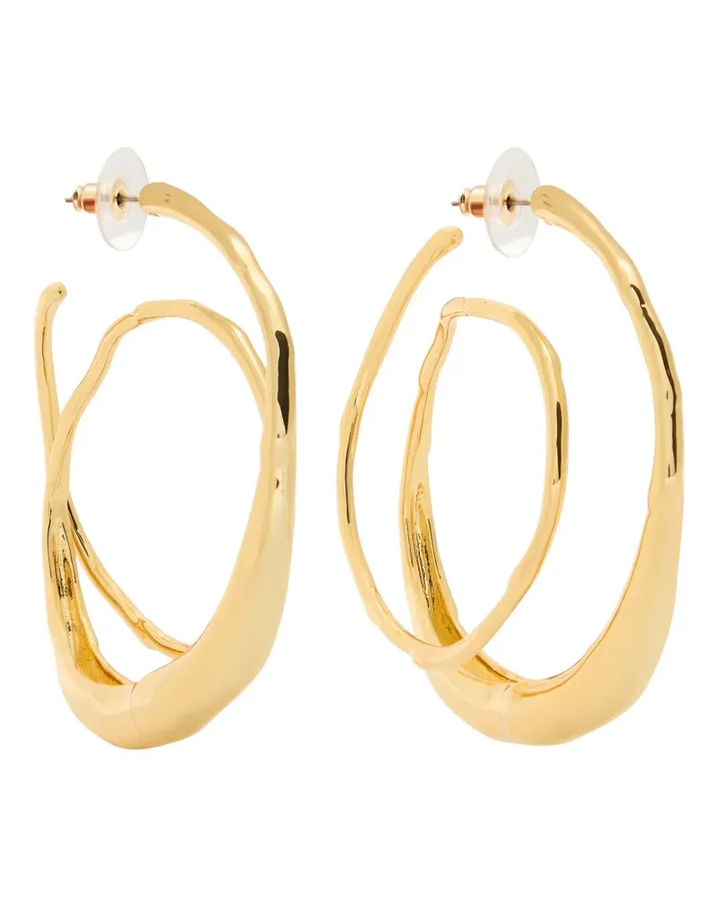 Alexis Bittar molten gold spiral sculptural hoop earrings Gold