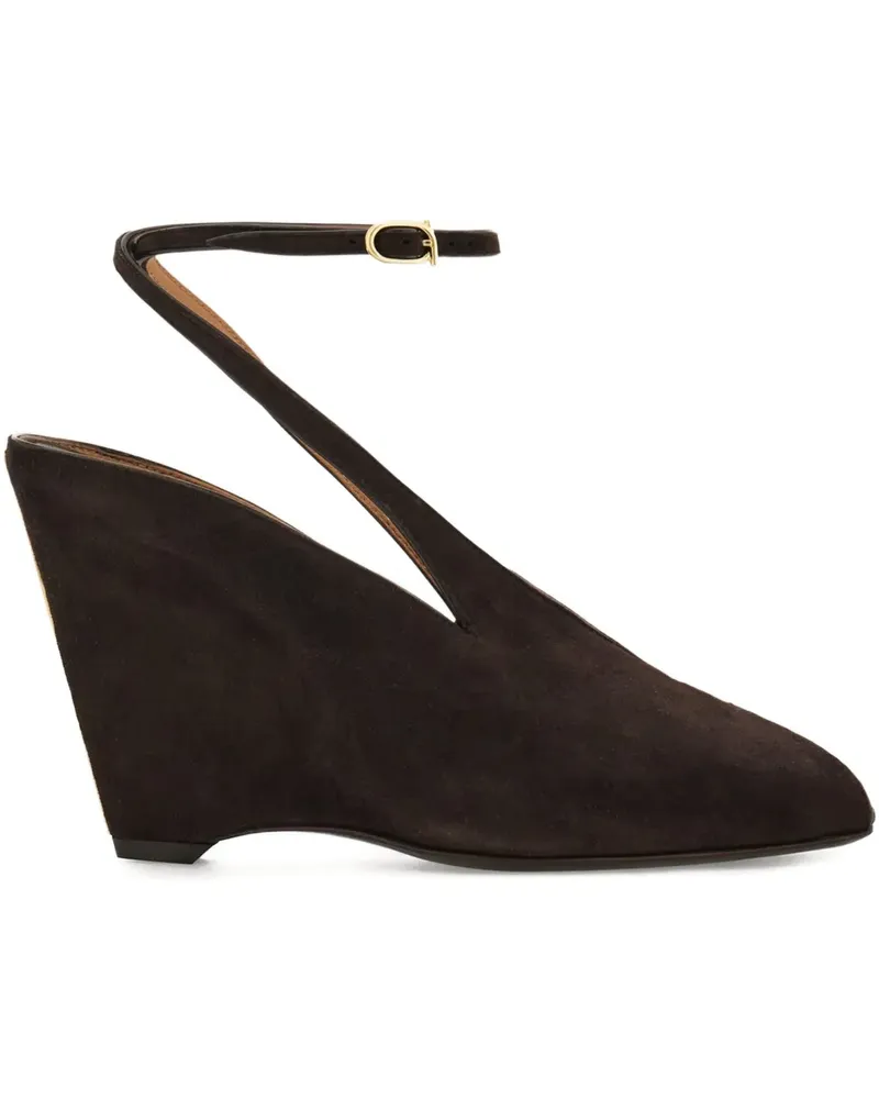 Ferragamo Peeptoe-Pumps mit Wedge-Absatz 90mm - Braun Braun