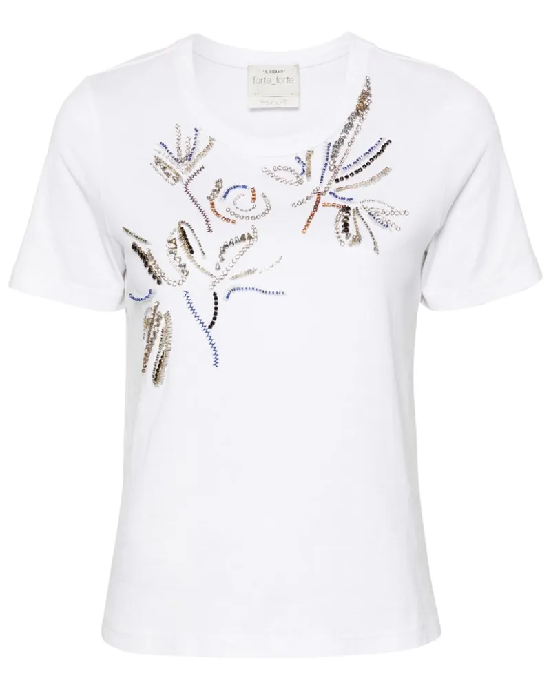 forte_forte T-Shirt mit Perlen - Weiß Weiß