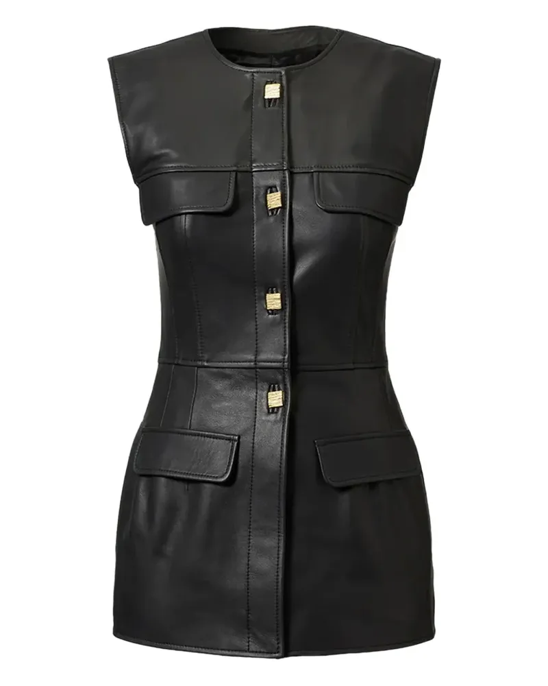 TOVE Gia buttoned leather blouse - Schwarz Schwarz