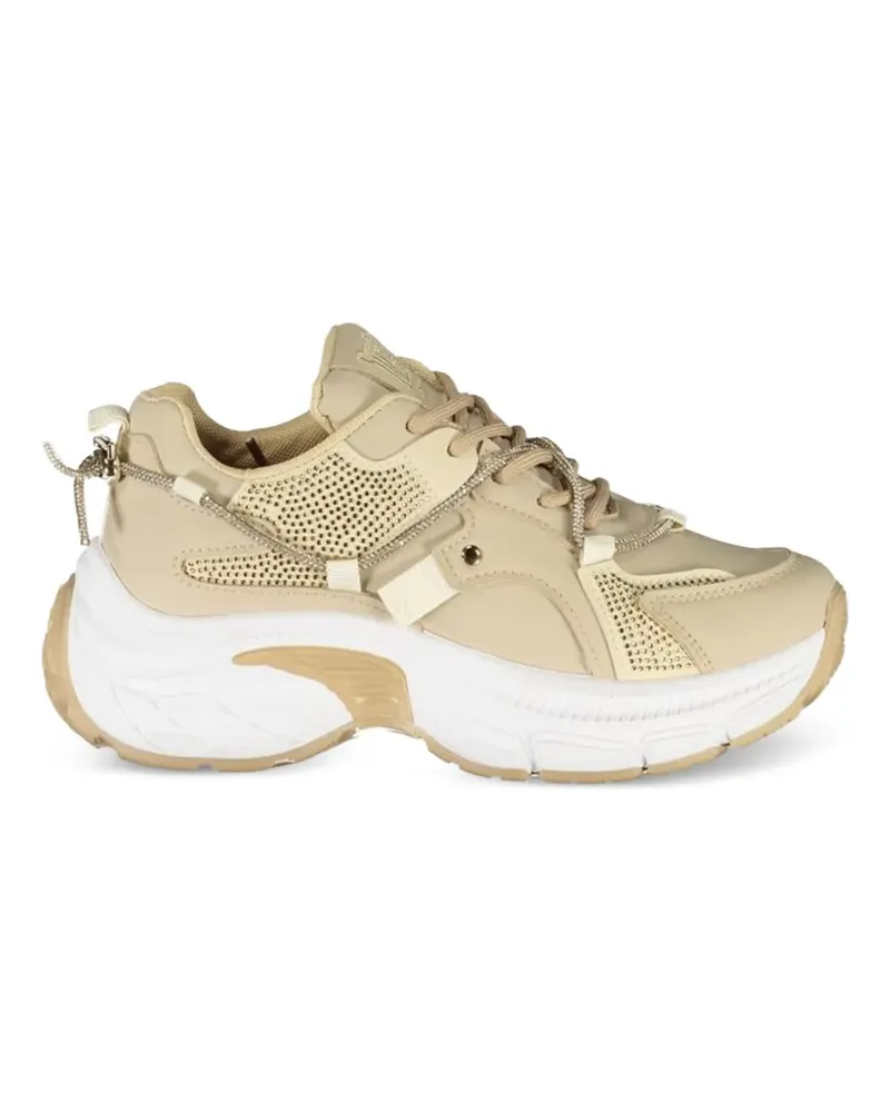 Laura Biagiotti crystal-embellished chunky-sole sneakers - Nude Nude