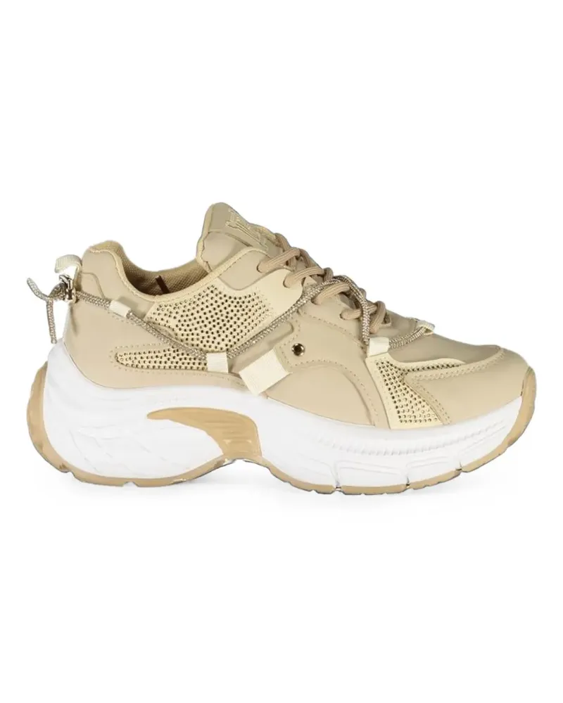 Laura Biagiotti crystal-embellished chunky-sole sneakers - Nude Nude