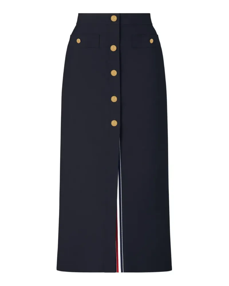 Thom Browne Midirock mit Knopfdetail - Blau Blau