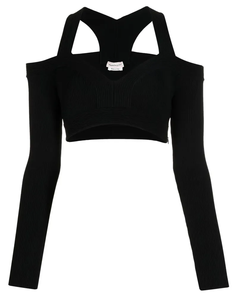 Alexander McQueen Strickoberteil mit Cut-Out - Schwarz Schwarz