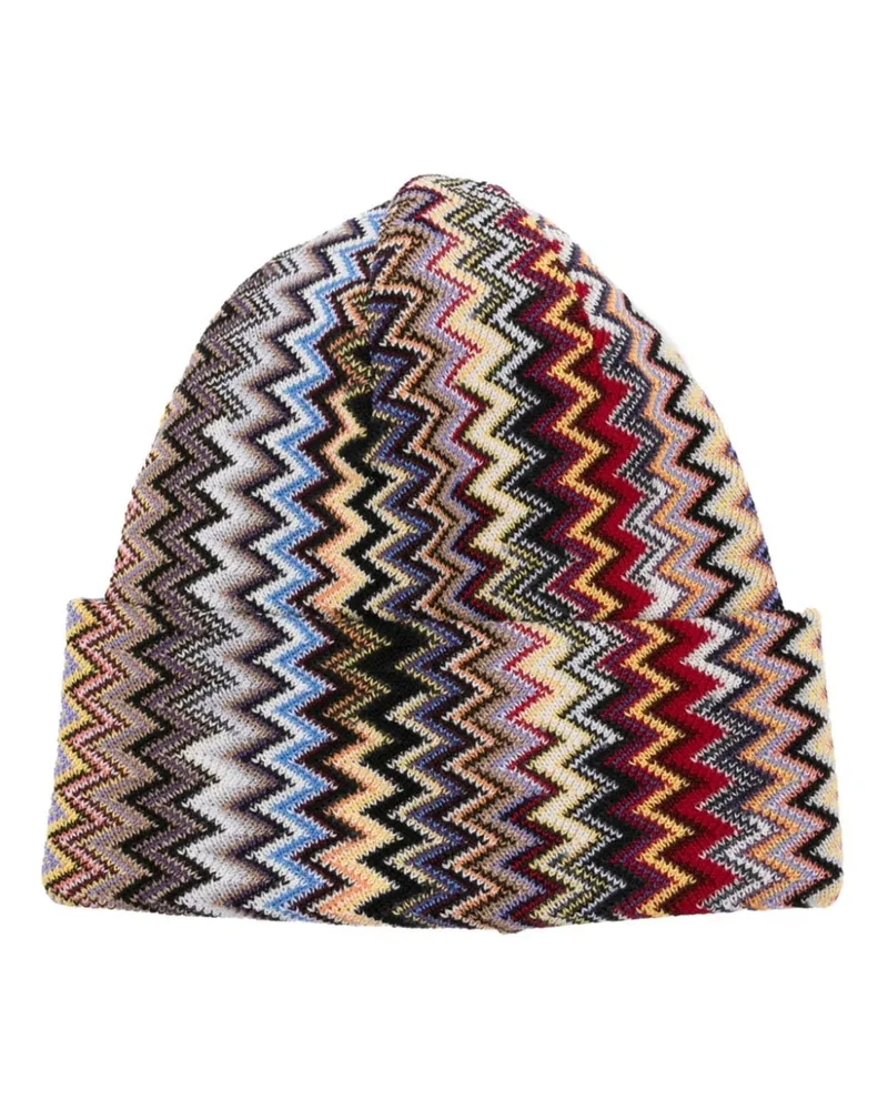 Missoni Beanie mit Zickzackmuster Rot