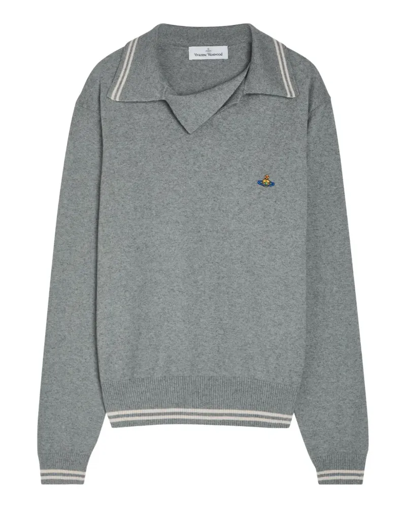 Vivienne Westwood Orb-embroidered striped-trim sweater - Grau Grau