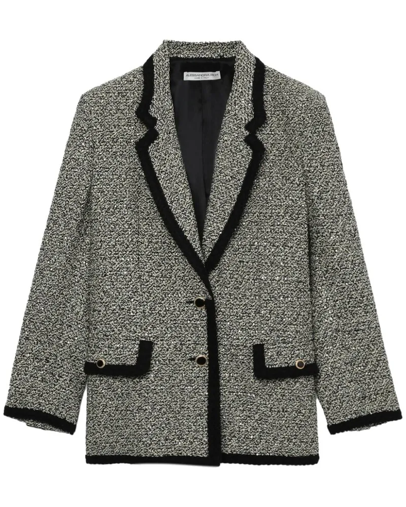 Alessandra Rich Einreihiger Tweed-Blazer Grau