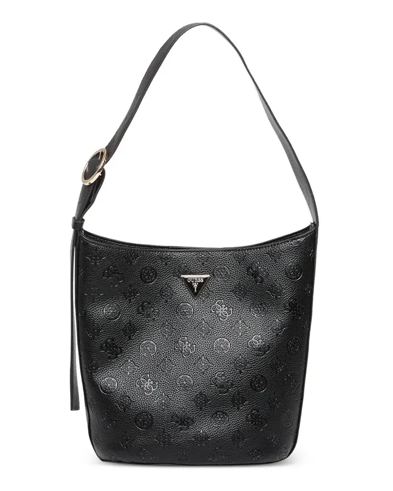 Guess Cresidia II debossed logo-pattern bucket bag - Schwarz Schwarz