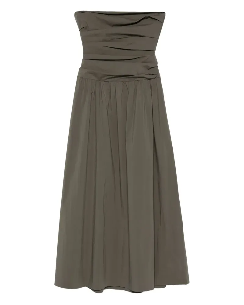 St. Agni Schulterfreies Midikleid mit Raffungen - Grün Grün