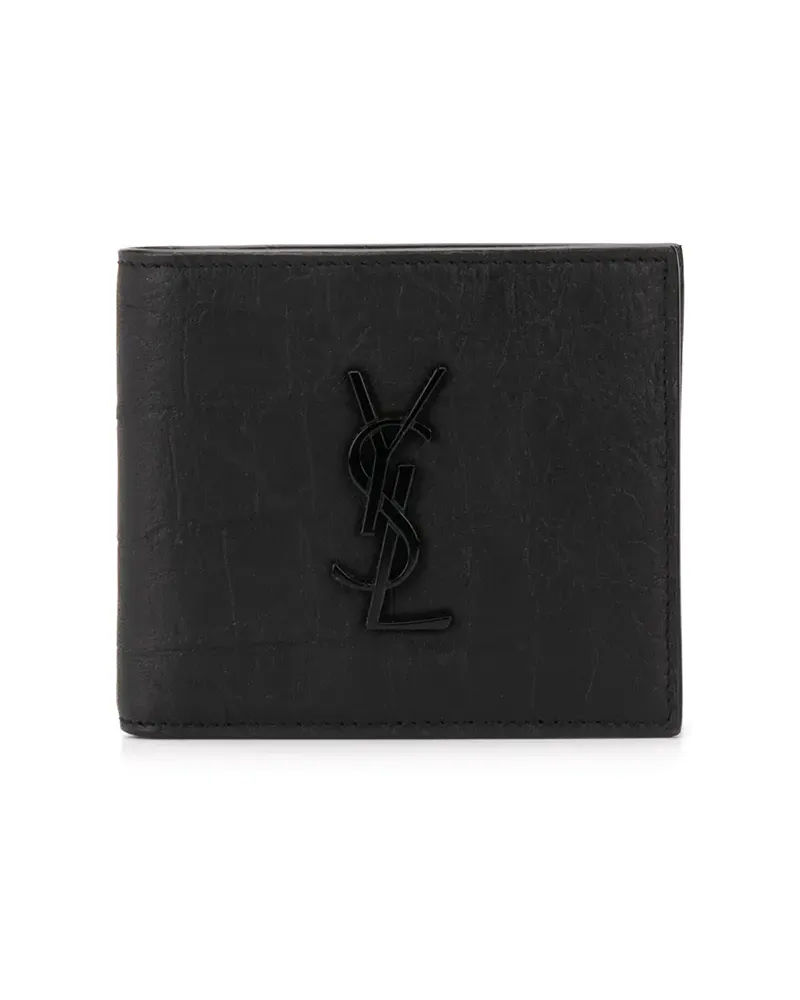 Saint Laurent Portemonnaie mit Kroko-Optik - Schwarz Schwarz
