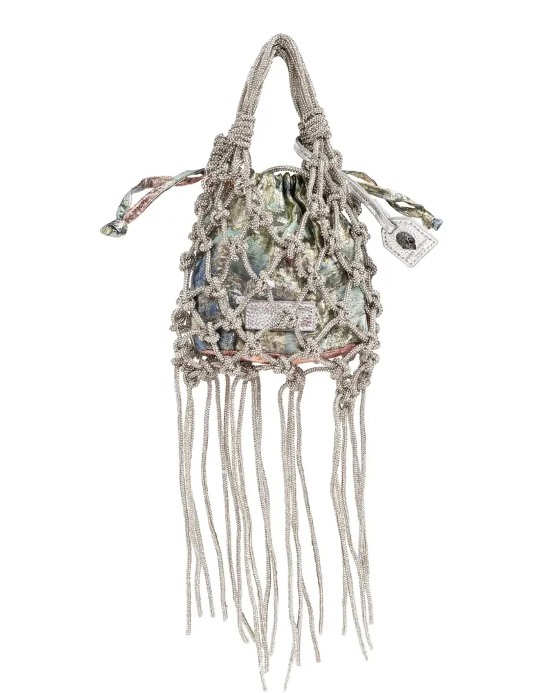 Kurt Geiger mini Macramé crystal tote bag - Silber Silber