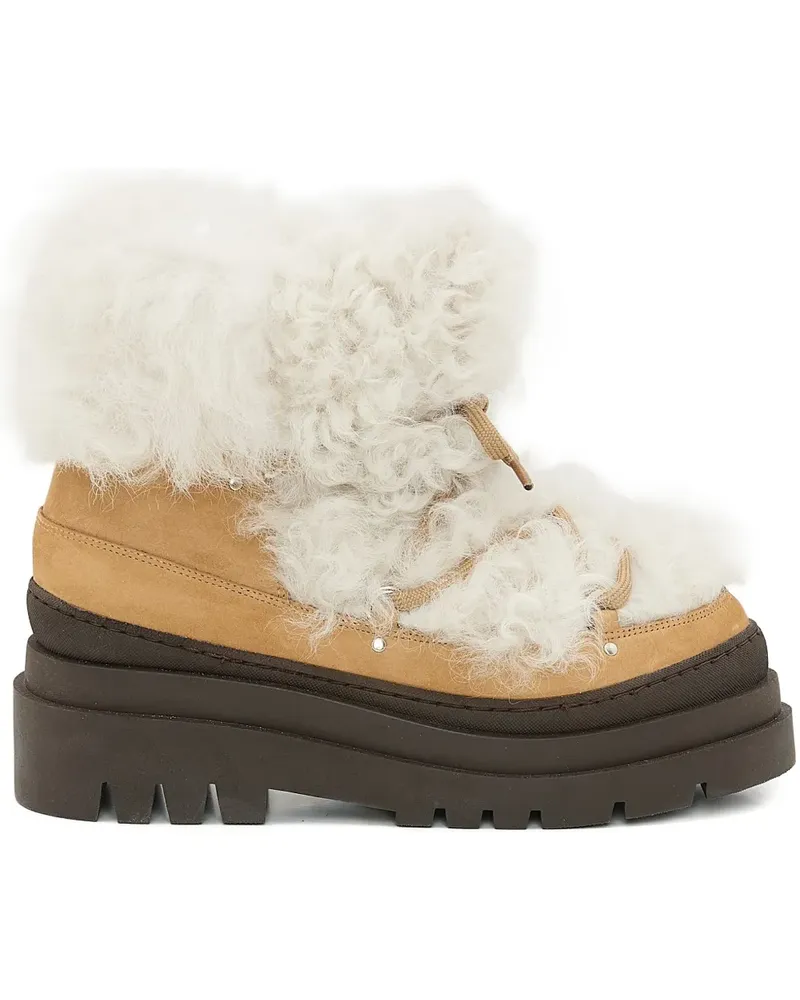 Yves Salomon shearling platform boots - Weiß Weiß